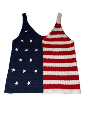 Moon & Madison Red, White & Blue Patriotic Stars & Stripes Knit Tank -Sz XS, NWT